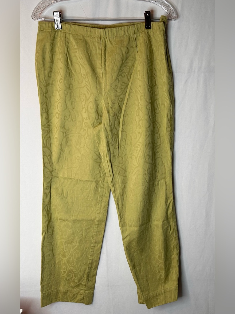 SUSAN BRISTOL LIME GREEN FLORAL PANTS TEXTURED 100% Cotton Size 8